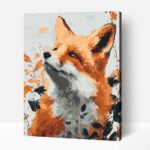 Róka őszi levelekkel számfestő