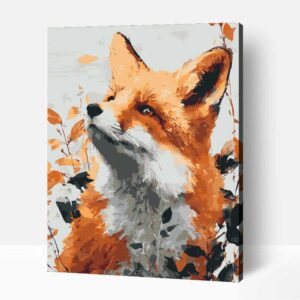 Róka őszi levelekkel számfestő