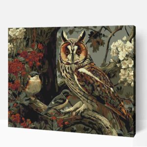 Fülesbagoly cinegével számfestő