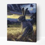 Mezei nyúl szürkületben számfestő