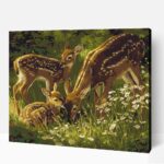 Őz a borjával számfestő