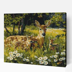 Őzcsalád a tisztáson számfestő