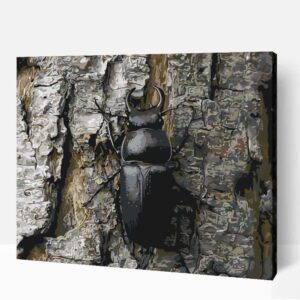 Szarvasbogár a fakéregben számfestő