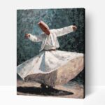 Török táncos népviseletben számfestő