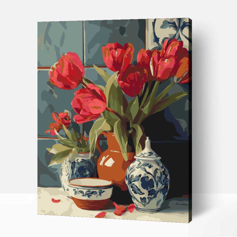Tulipánok porcelánnal számfestő 1 Tulipánok porcelánnal számfestő
