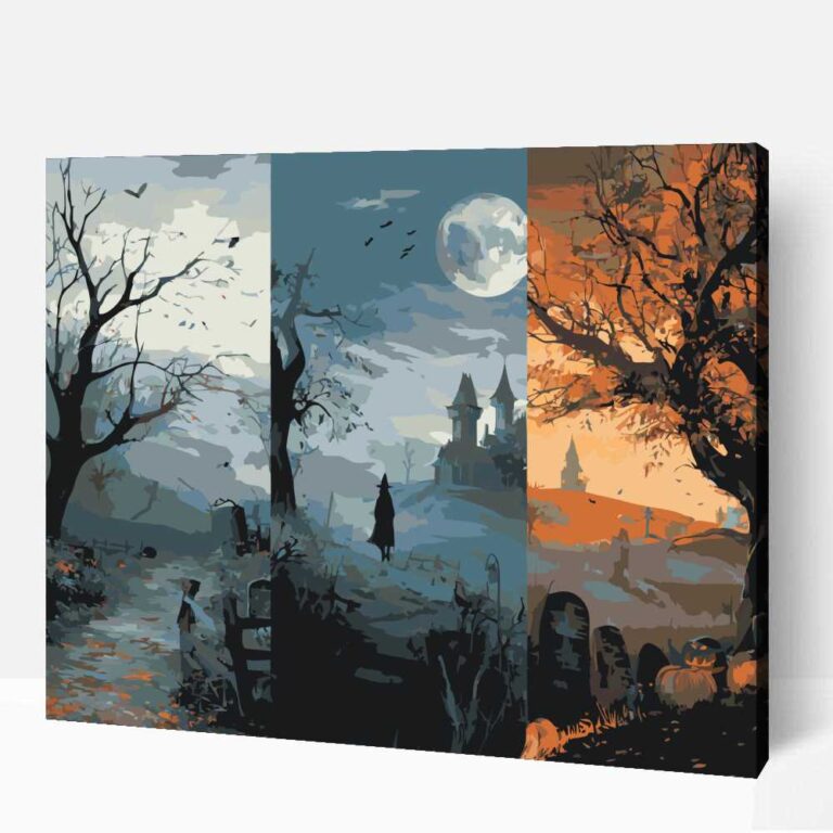 Három részre osztott Halloween számfestő
