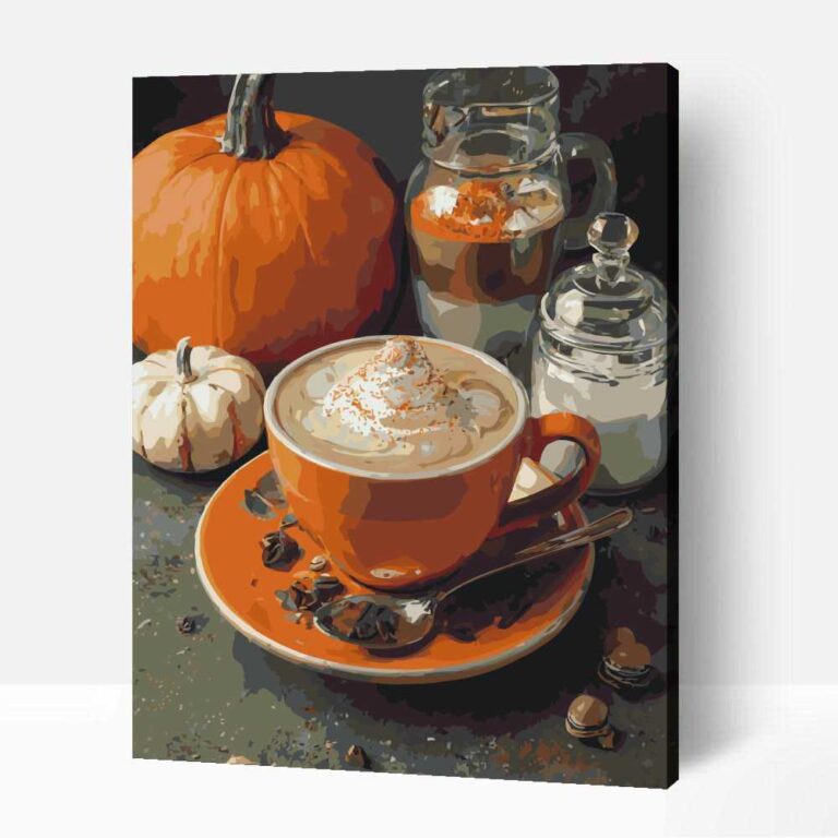 Tökös latte számfestő