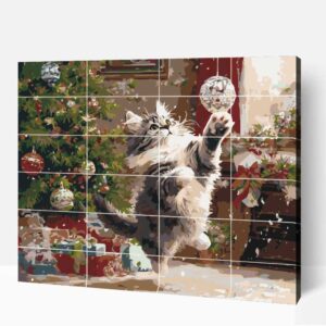 Játszó cica adventi kalendárium számfestő