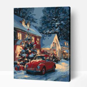 Téli városi utca számfestő