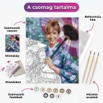 Díszes japán kimonós hölgy – arccserés számfestő - Image 2