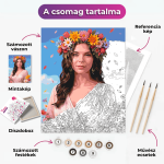 Virágkoszorús hölgy - arccserés számfestő - Image 2