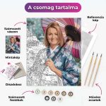 Díszes japán kimonós hölgy – arccserés számfestő - Image 2