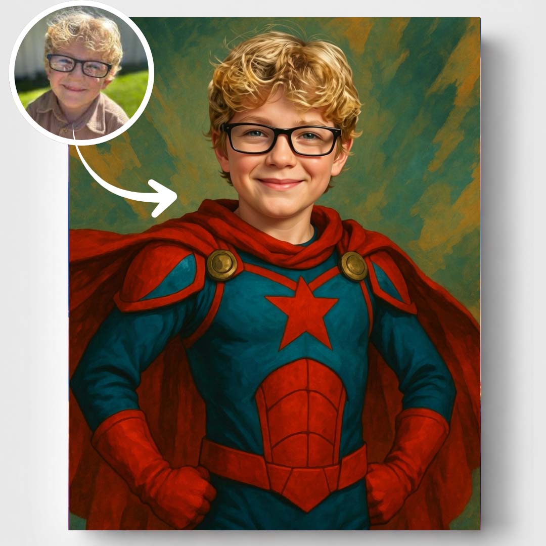 Termékképek - faceswap-termékkép Szuperhős fiú - arccserés számfestő - Image 1